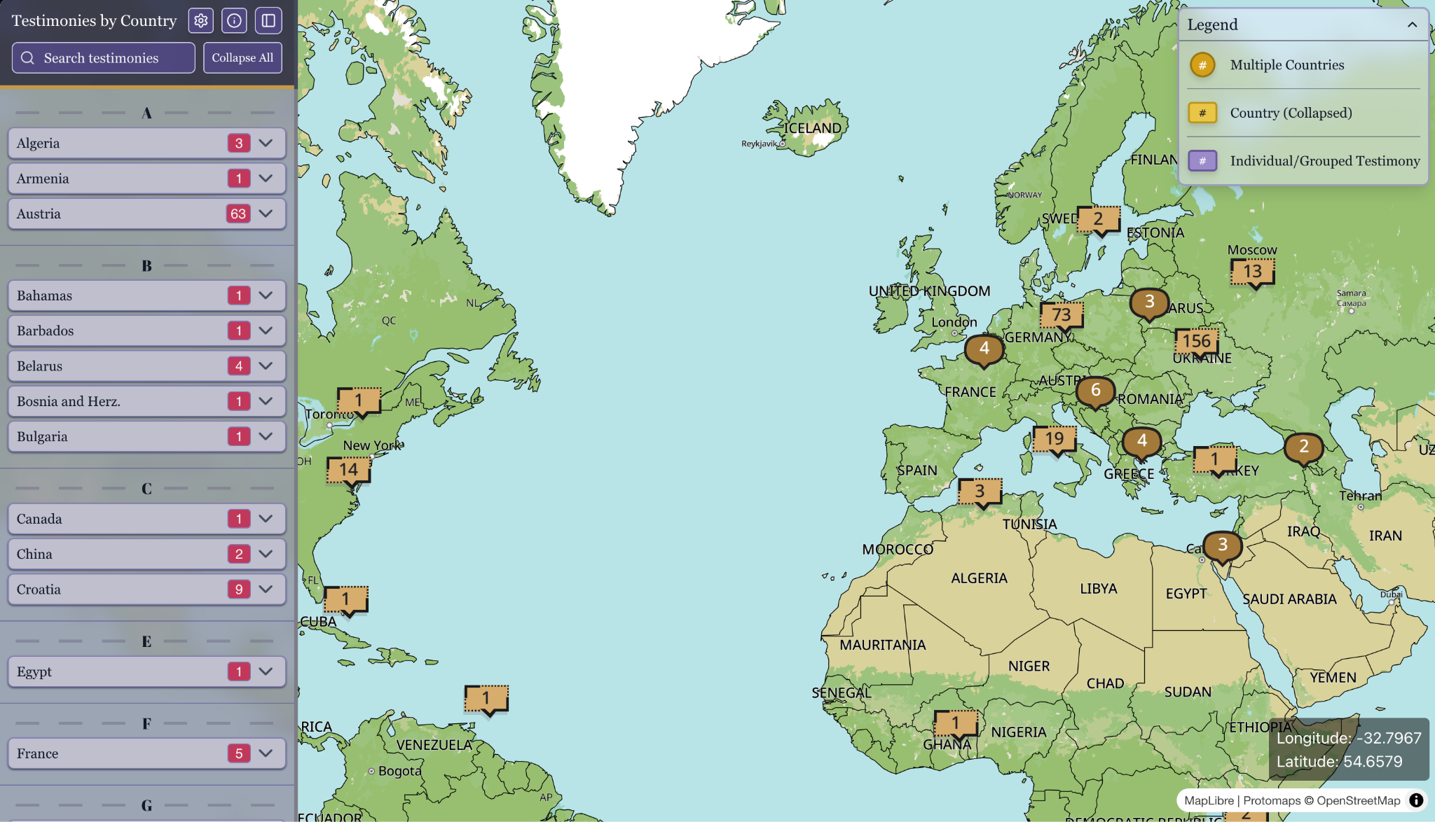Memory of Nations Interactive Map